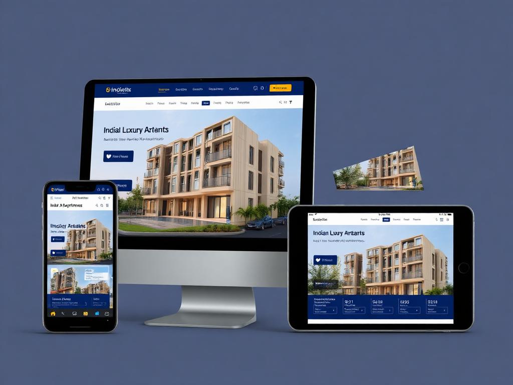 Real estate website design with property listings and enquiry form
